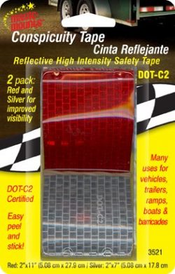 2 in. x 30 ft. Reflective Tape - Red & Silver Stripes