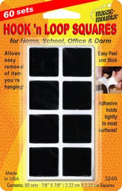 Hook 'n Loop Squares (Black) 60 sets #3249