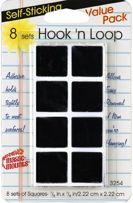 Hook 'n Loop Squares (Black) 8 sets #3254