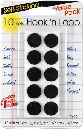 Hook 'n Loop Dots (Black) 5/8" dia. 10 sets #3255
