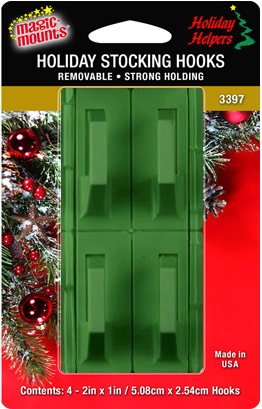 Christmas Stocking Hooks Removable (Green) #3397G