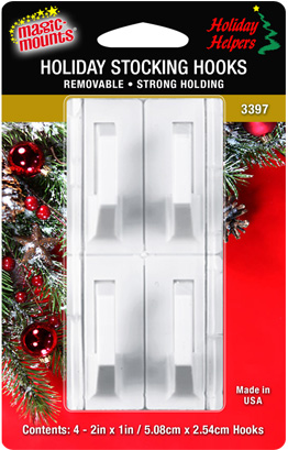 Christmas Stocking Hooks Removable (White) #3397W