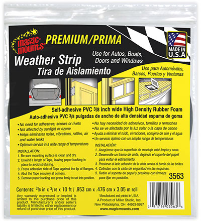 Premium Weather Strip  3/8" x 3/16" x 10 ft. #3563