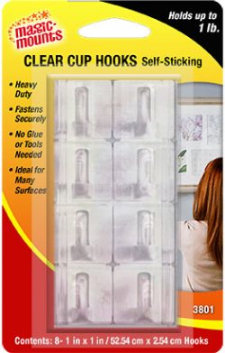 Adhesive CLEAR Cup Hooks #3801